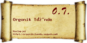 Orgonik Tünde névjegykártya
